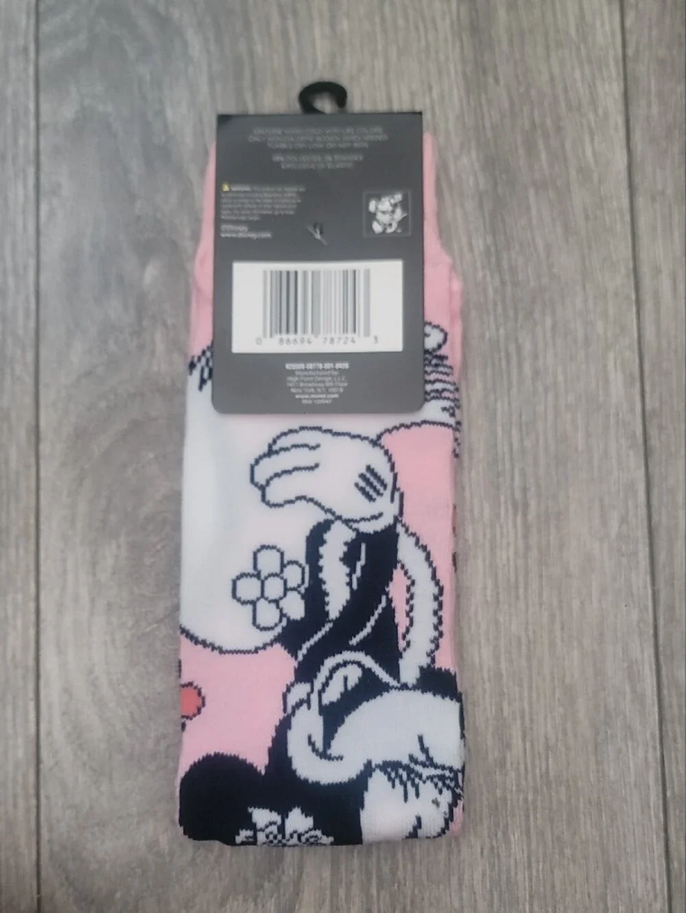 Disney Minnie Mouse Pink Hula Hula Flower Casual Crew Socks